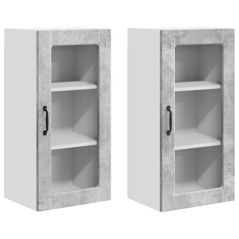Sieninis stiklinis kabinetas LUCCA 2 pcs Betono pilka