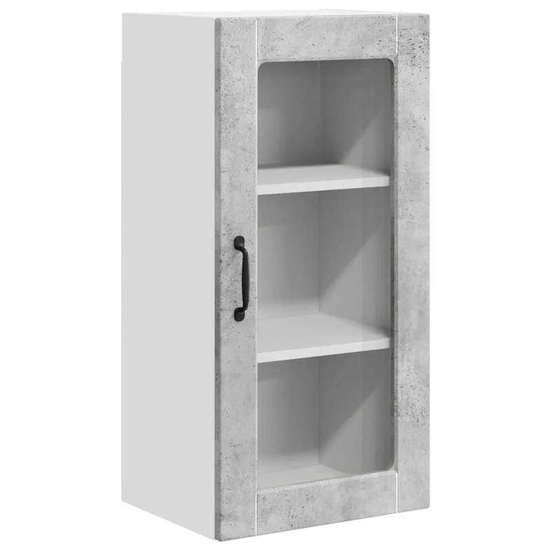 Sieninis stiklinis kabinetas LUCCA 2 pcs Betono pilka