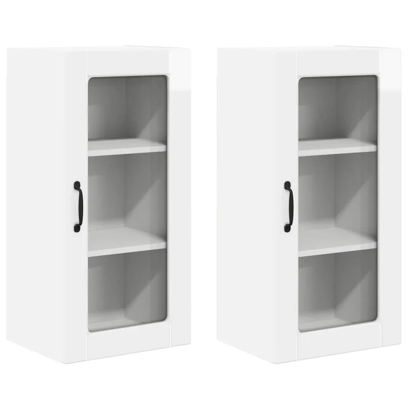 Sieninis stiklinis kabinetas LUCCA 2 pcs Itin blizgi balta