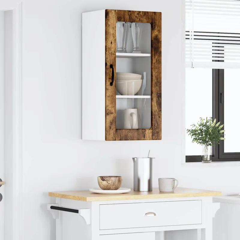 Sieninis stiklinis kabinetas LUCCA 2 pcs Dūminio ąžuolo
