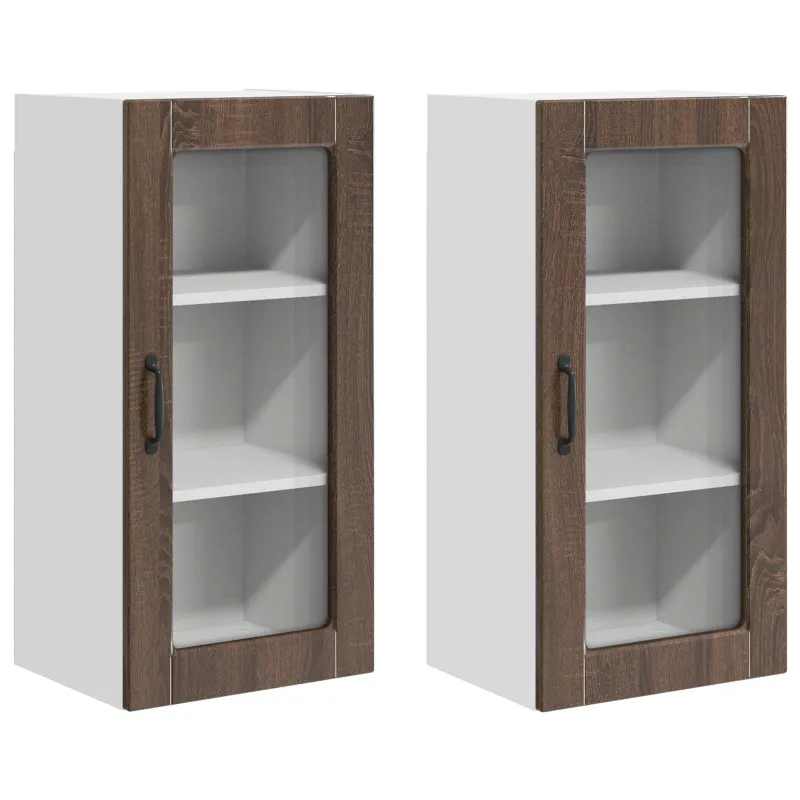 Sieninis stiklinis kabinetas LUCCA 2 pcs Ruda ąžuolo
