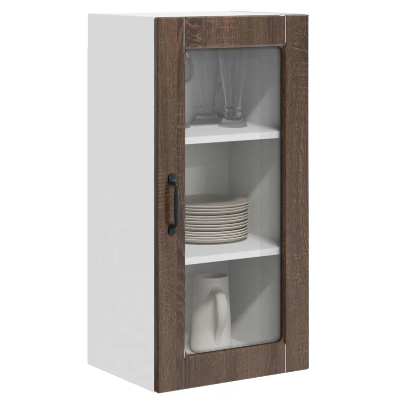 Sieninis stiklinis kabinetas LUCCA 2 pcs Ruda ąžuolo