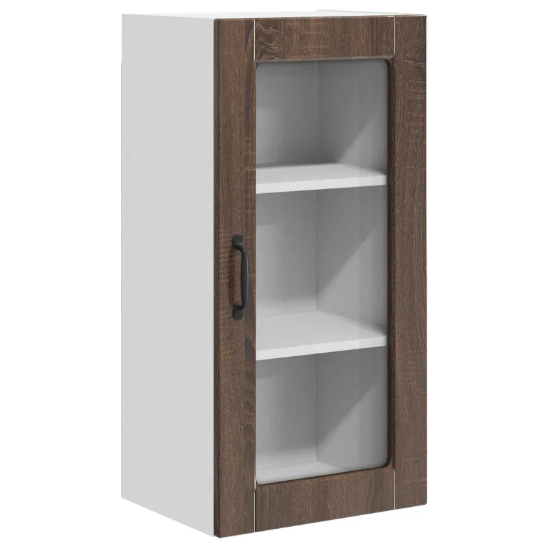 Sieninis stiklinis kabinetas LUCCA 2 pcs Ruda ąžuolo