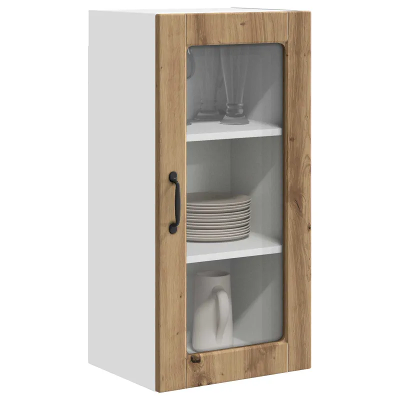 Sieninis stiklinis kabinetas LUCCA 2 pcs Artisano ąžuolo