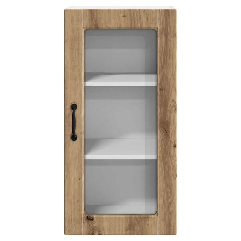 Sieninis stiklinis kabinetas LUCCA 2 pcs Artisano ąžuolo