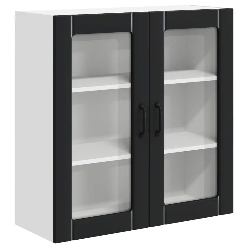 Sieninis stiklinis kabinetas LUCCA Juoda 80 x 31 x 80 cm