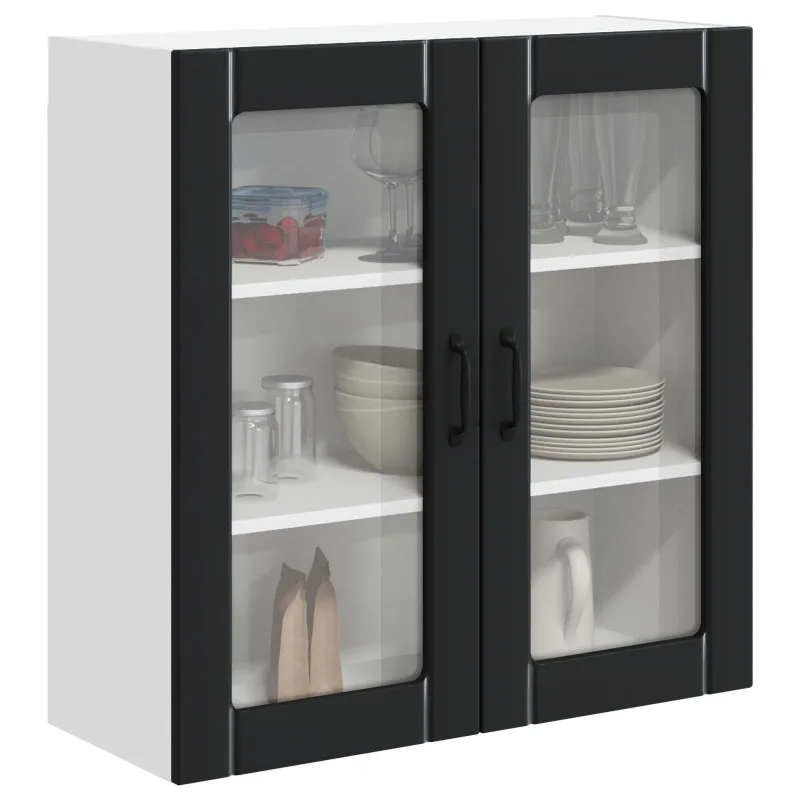 Sieninis stiklinis kabinetas LUCCA Juoda 80 x 31 x 80 cm