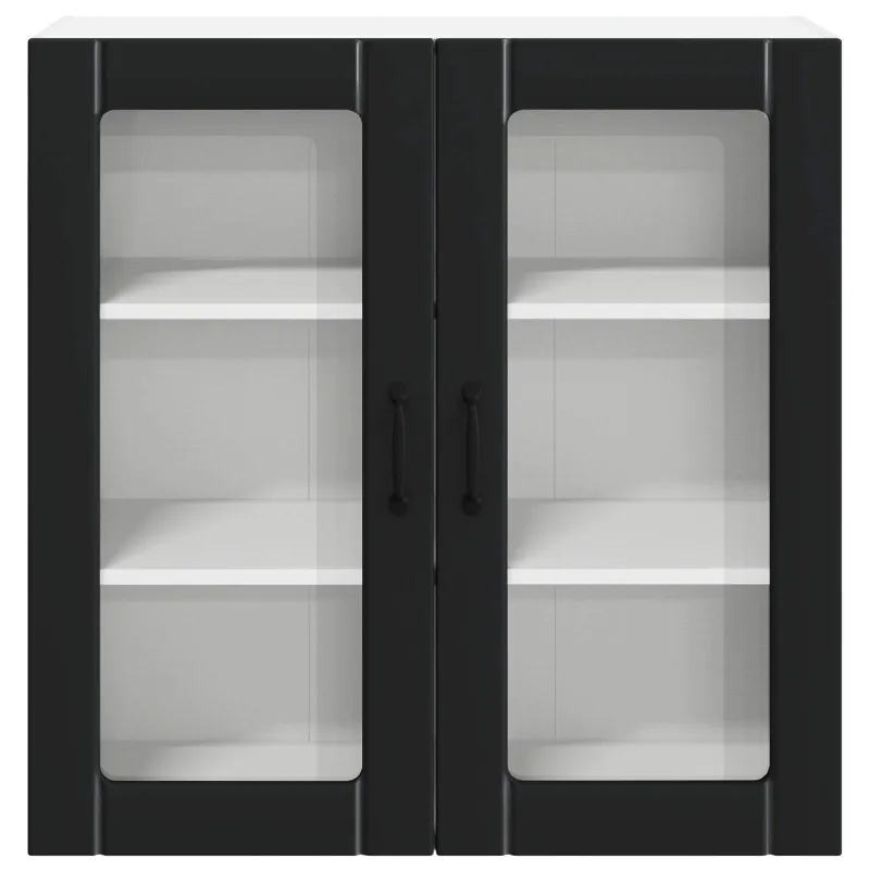 Sieninis stiklinis kabinetas LUCCA Juoda 80 x 31 x 80 cm
