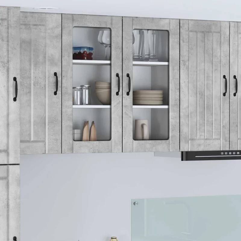 Sieninis stiklinis kabinetas LUCCA Betono pilka 80 x 31 x 80 cm