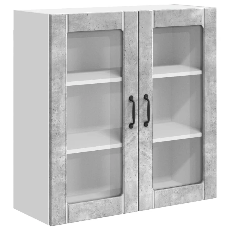 Sieninis stiklinis kabinetas LUCCA Betono pilka 80 x 31 x 80 cm