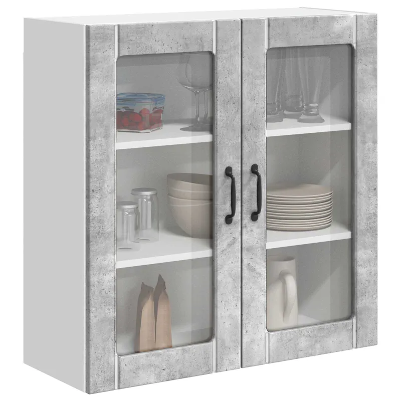 Sieninis stiklinis kabinetas LUCCA Betono pilka 80 x 31 x 80 cm
