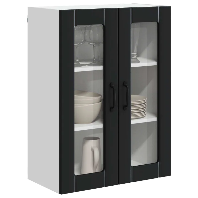 Sieninis stiklinis kabinetas LUCCA Juoda 60 x 31 x 80 cm
