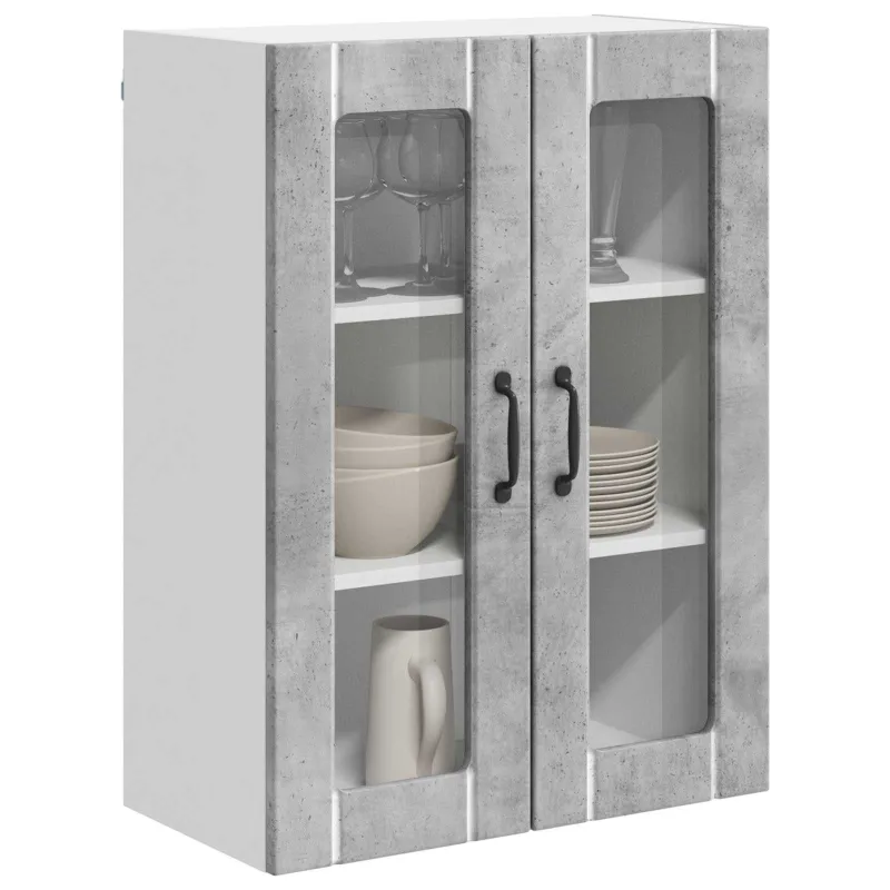 Sieninis stiklinis kabinetas LUCCA Betono pilka 60 x 31 x 80 cm
