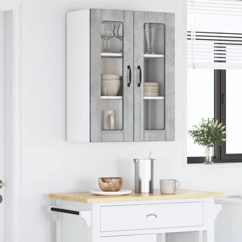 Sieninis stiklinis kabinetas LUCCA Betono pilka 60 x 31 x 80 cm