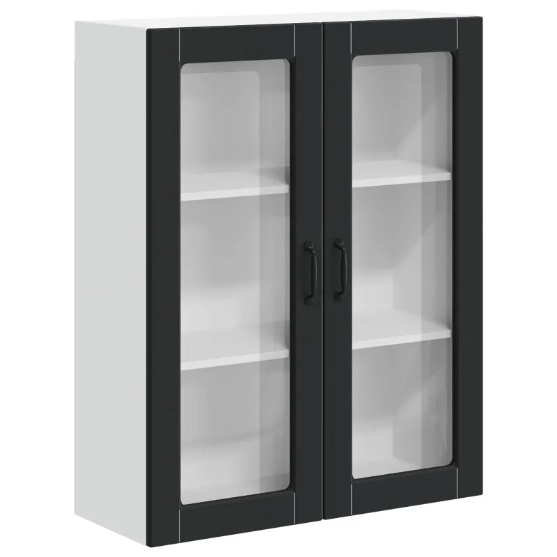 Sieninis stiklinis kabinetas LUCCA Juoda 80 x 31 x 100 cm