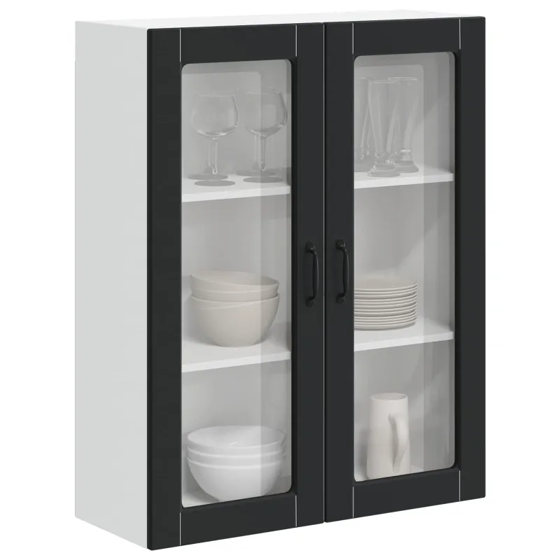 Sieninis stiklinis kabinetas LUCCA Juoda 80 x 31 x 100 cm