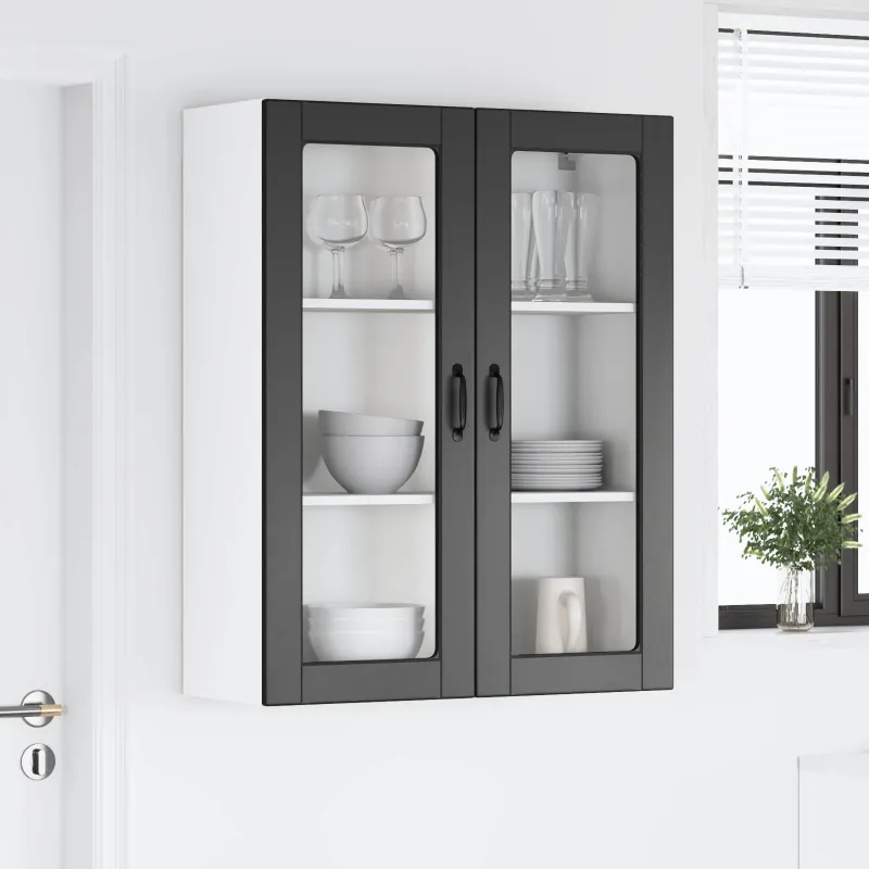 Sieninis stiklinis kabinetas LUCCA Juoda 80 x 31 x 100 cm
