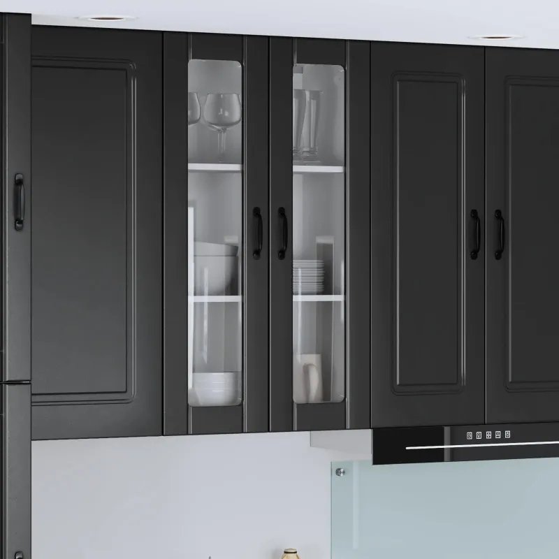 Sieninis stiklinis kabinetas LUCCA Juoda 60 x 31 x 100 cm