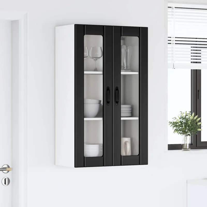 Sieninis stiklinis kabinetas LUCCA Juoda 60 x 31 x 100 cm