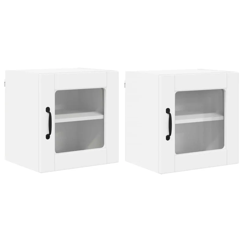 Sieninis stiklinis kabinetas PORTO 2 pcs Balta 40 x 31 x 40 cm