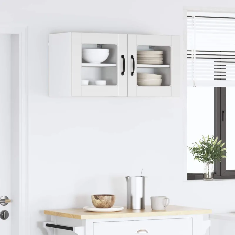 Sieninis stiklinis kabinetas PORTO 2 pcs Balta 40 x 31 x 40 cm