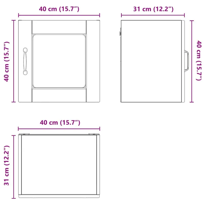 Sieninis stiklinis kabinetas PORTO Juoda 40 x 31 x 40 cm