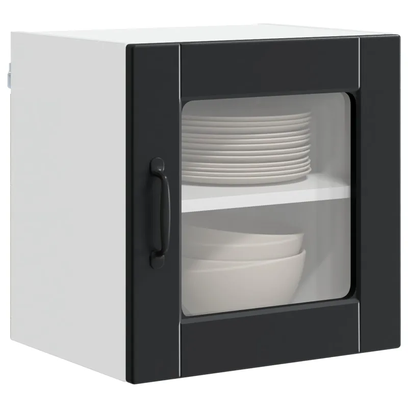 Sieninis stiklinis kabinetas PORTO 2 pcs Juoda 40 x 31 x 40 cm