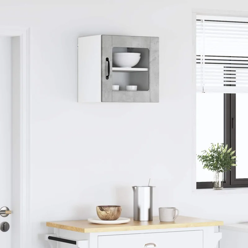 Sieninis stiklinis kabinetas PORTO Betono pilka 40 x 31 x 40 cm