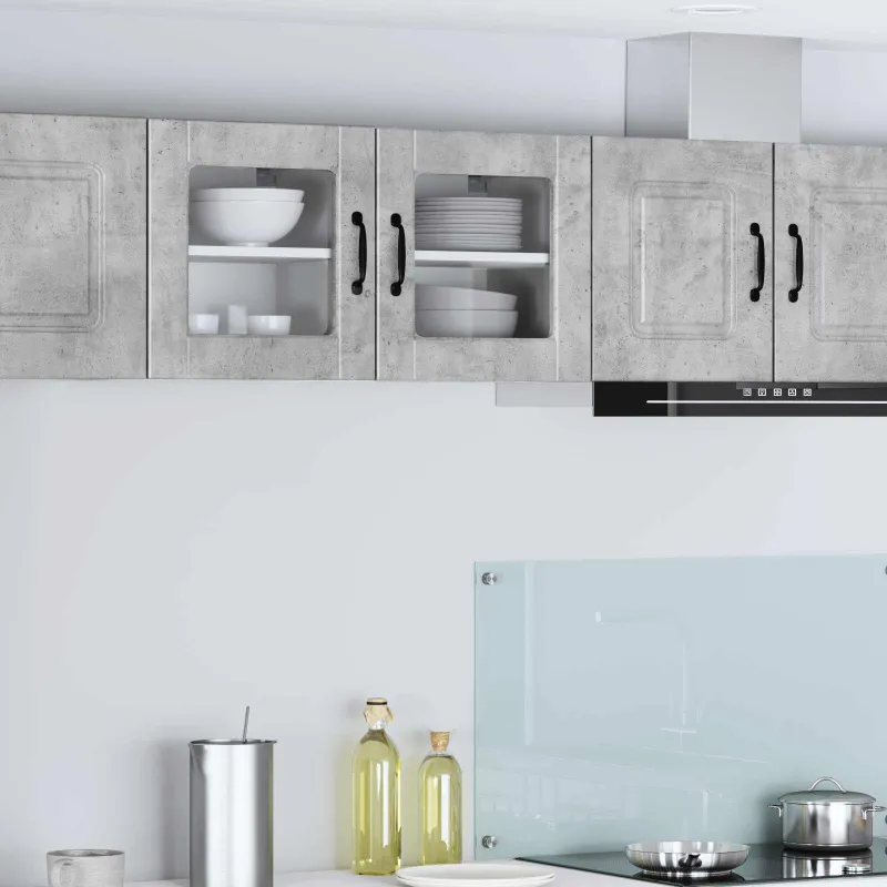 Sieninis stiklinis kabinetas PORTO 2 pcs Betono pilka