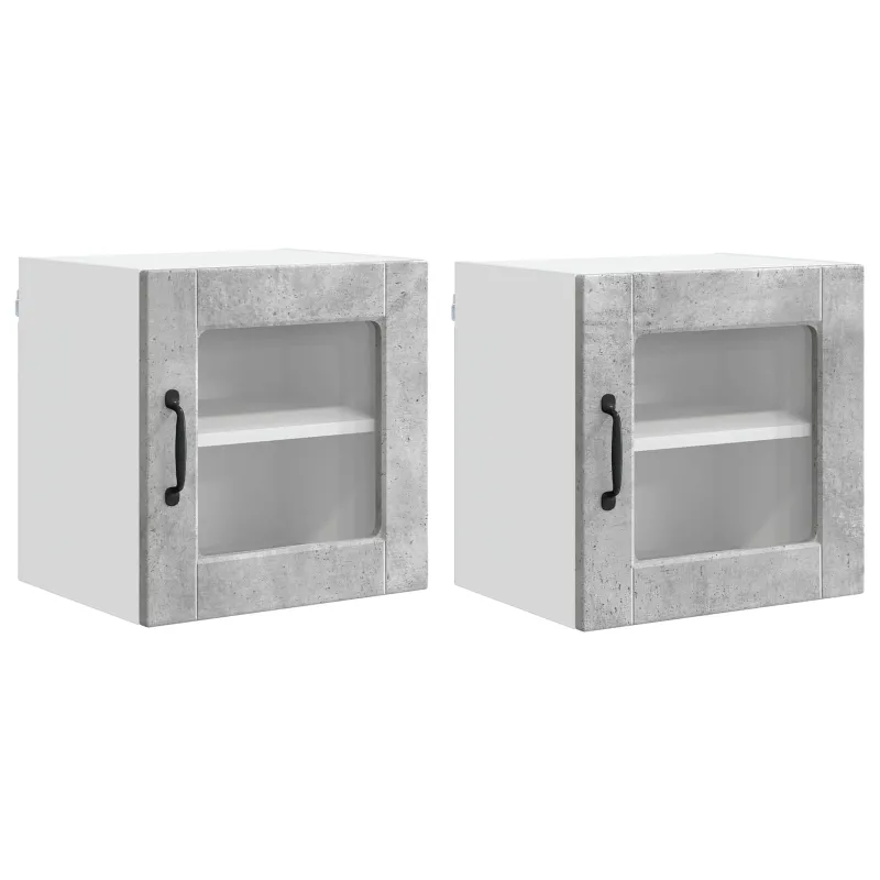Sieninis stiklinis kabinetas PORTO 2 pcs Betono pilka