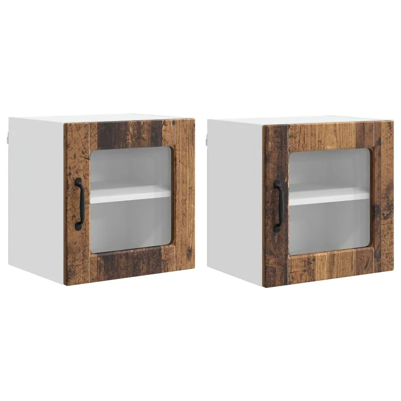 Sieninis stiklinis kabinetas PORTO 2 pcs Senas medis