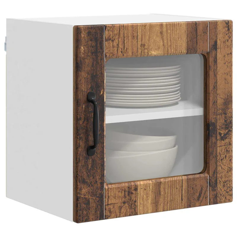 Sieninis stiklinis kabinetas PORTO 2 pcs Senas medis