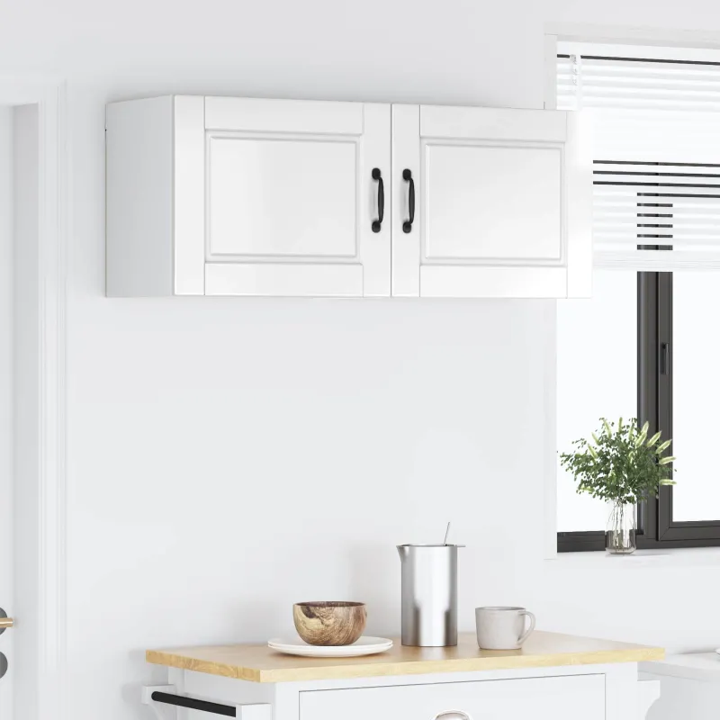 Sieninė spintelė PORTO 2 pcs Aukštai blizganti balta