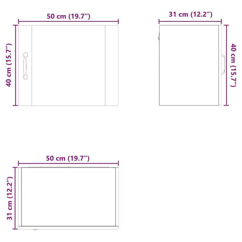 Sieninė spintelė PORTO 2 pcs Rūkyta ąžuolas 50 x 31 x 40 cm