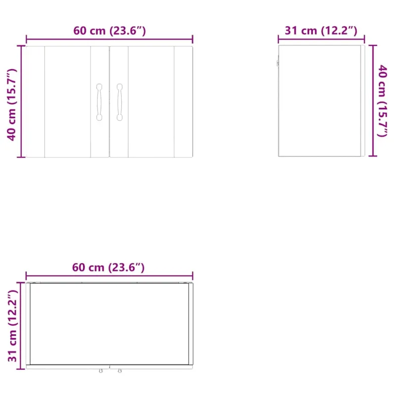 Sieninė spintelė PORTO 2 pcs Sonoma ąžuolas 60 x 31 x 40 cm