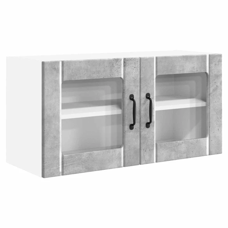 Sieninis stiklinis kabinetas PORTO Betono pilka 80 x 31 x 40 cm