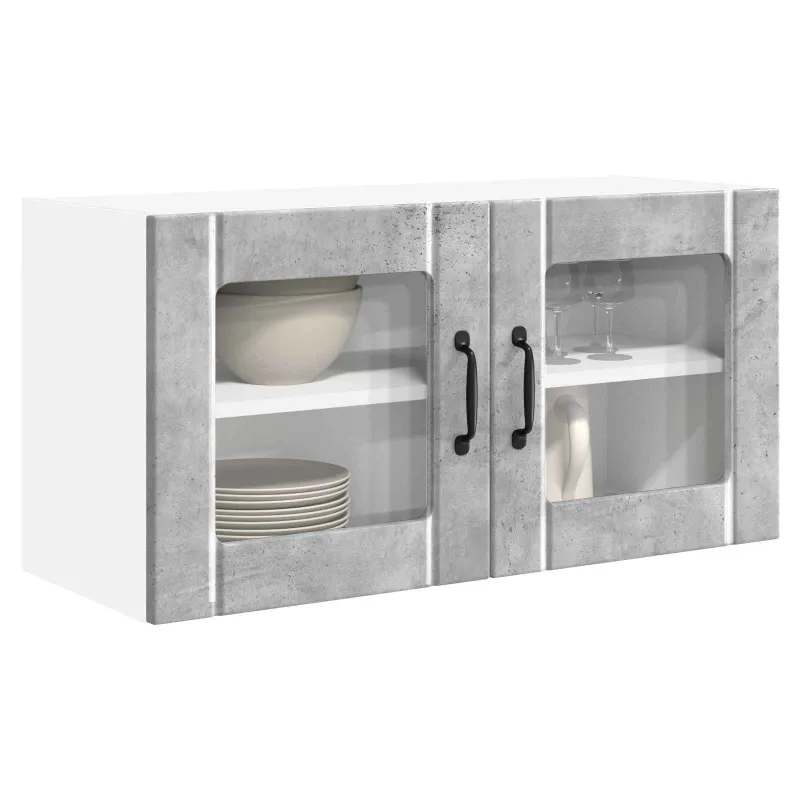 Sieninis stiklinis kabinetas PORTO Betono pilka 80 x 31 x 40 cm