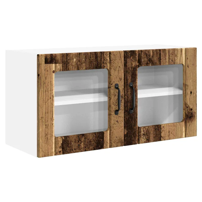 Sieninis stiklinis kabinetas PORTO Senas medis 80 x 31 x 40 cm