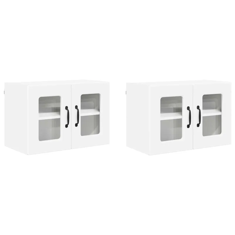 Sieninis stiklinis kabinetas PORTO 2 pcs Balta 60 x 31 x 40 cm