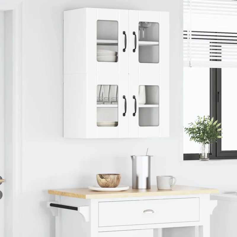 Sieninis stiklinis kabinetas PORTO 2 pcs Balta 60 x 31 x 40 cm