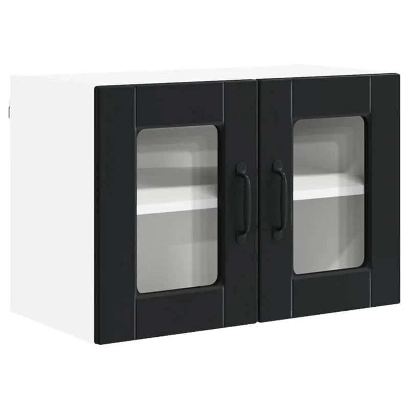 Sieninis stiklinis kabinetas PORTO Juoda 60 x 31 x 40 cm