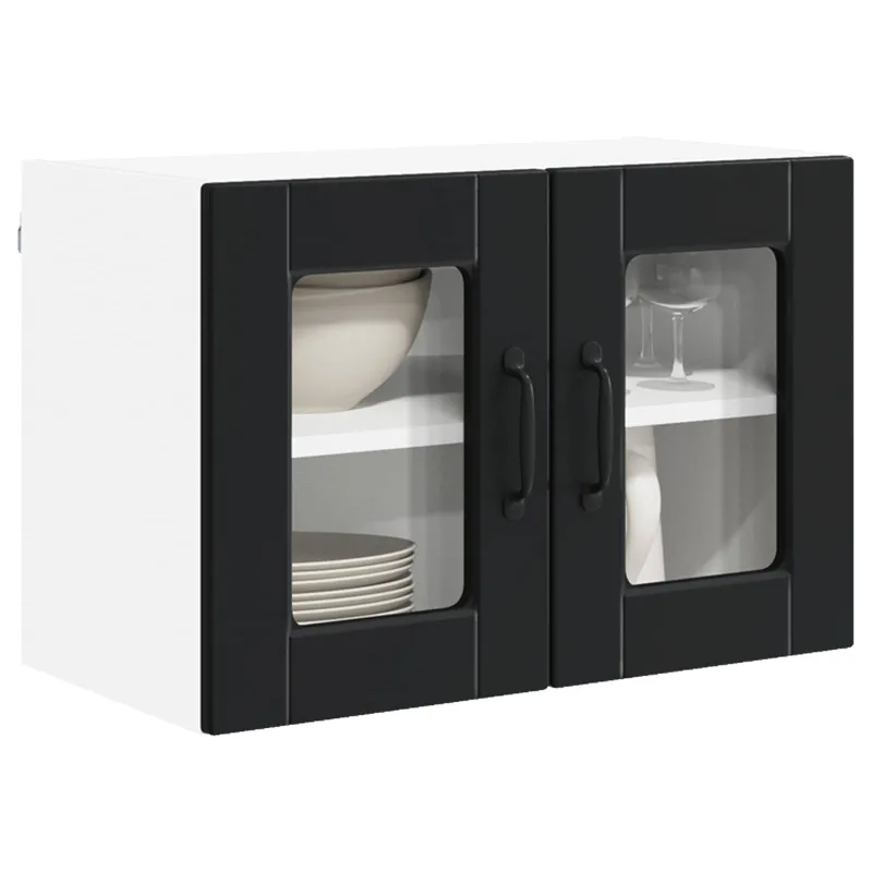Sieninis stiklinis kabinetas PORTO Juoda 60 x 31 x 40 cm