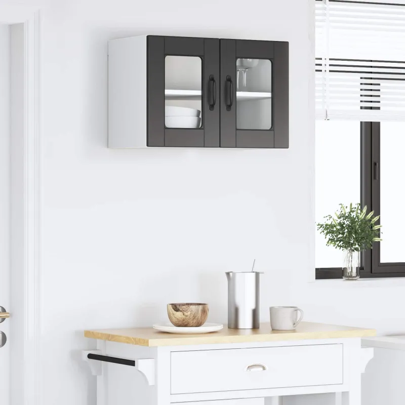 Sieninis stiklinis kabinetas PORTO Juoda 60 x 31 x 40 cm