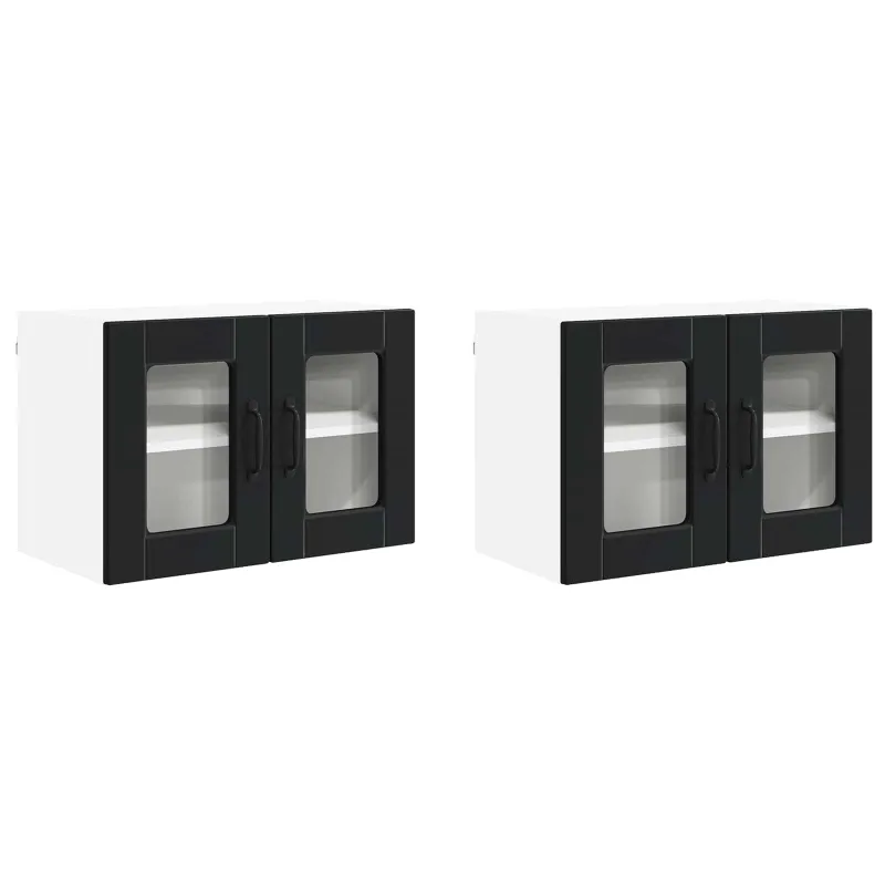 Sieninis stiklinis kabinetas PORTO 2 pcs Juoda 60 x 31 x 40 cm