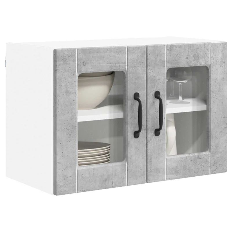Sieninis stiklinis kabinetas PORTO Betono pilka 60 x 31 x 40 cm