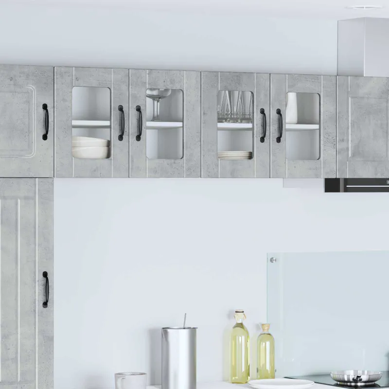 Sieninis stiklinis kabinetas PORTO 2 pcs Betono pilka
