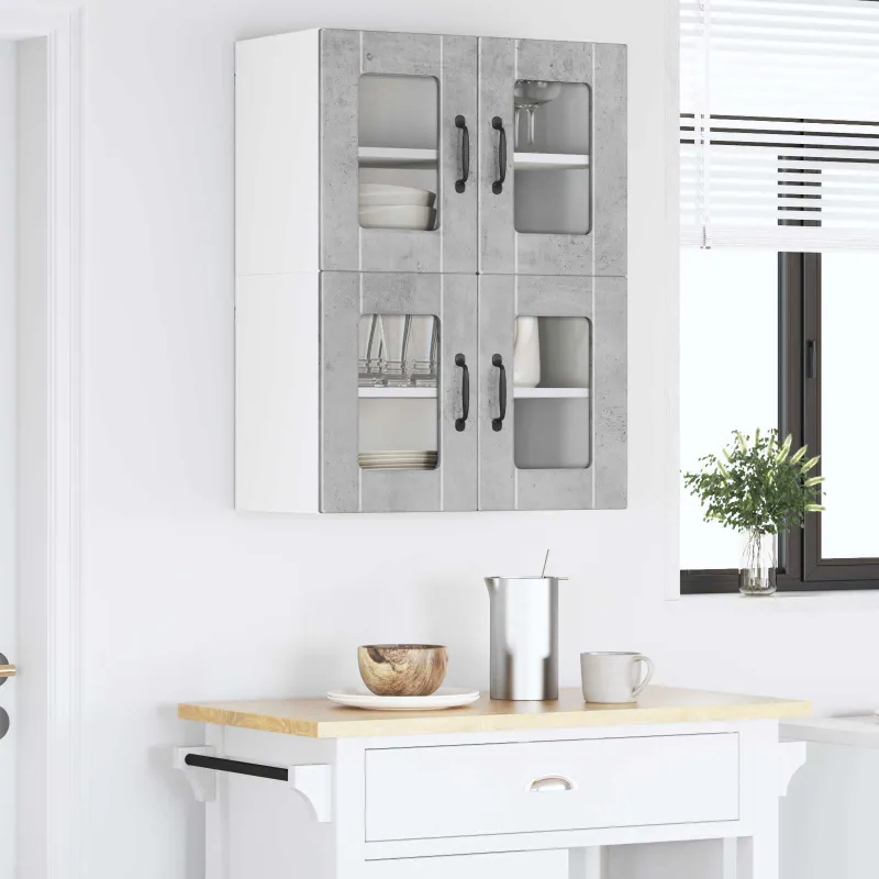 Sieninis stiklinis kabinetas PORTO 2 pcs Betono pilka