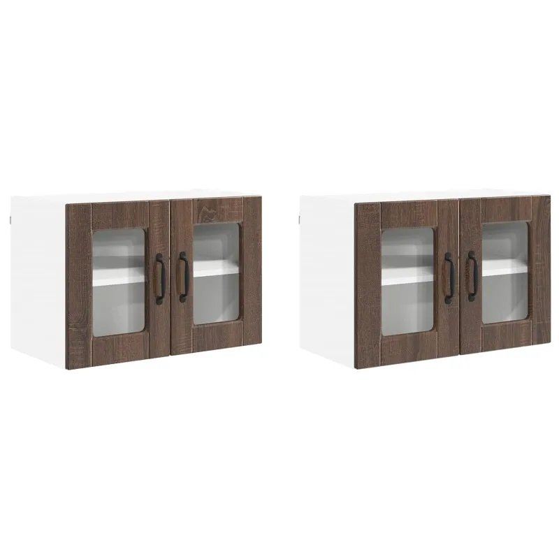 Sieninis stiklinis kabinetas PORTO 2 pcs Rudas ąžuolas