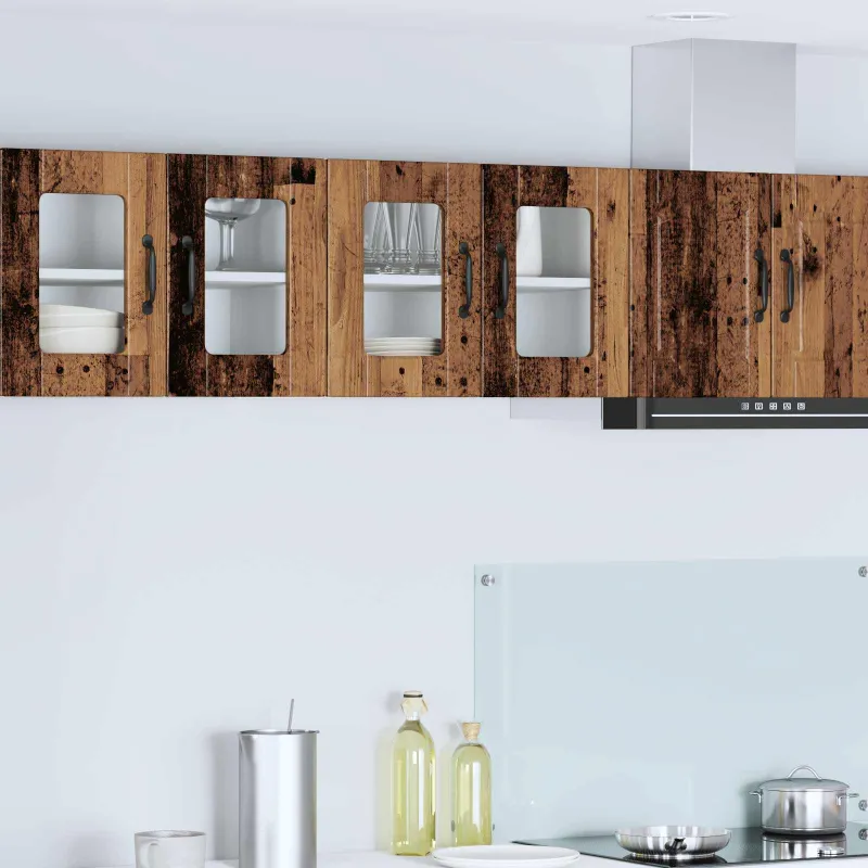 Sieninis stiklinis kabinetas PORTO 2 pcs Senas medis