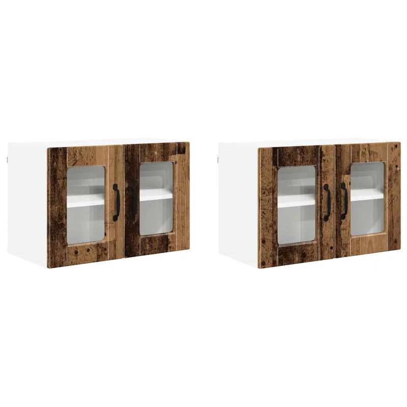 Sieninis stiklinis kabinetas PORTO 2 pcs Senas medis